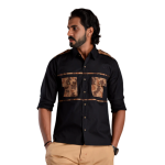 Classic Black Hunting Shirt with Camouflage Pockets | Premium Men's Sportswear | Outdoor Design | Comfortable Cotton Fabric | Size 36-44